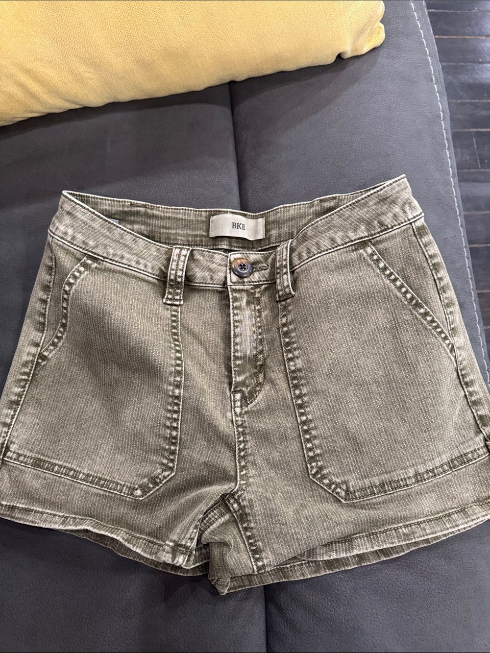 BKE Olive Utility High-Rise Jean Shorts